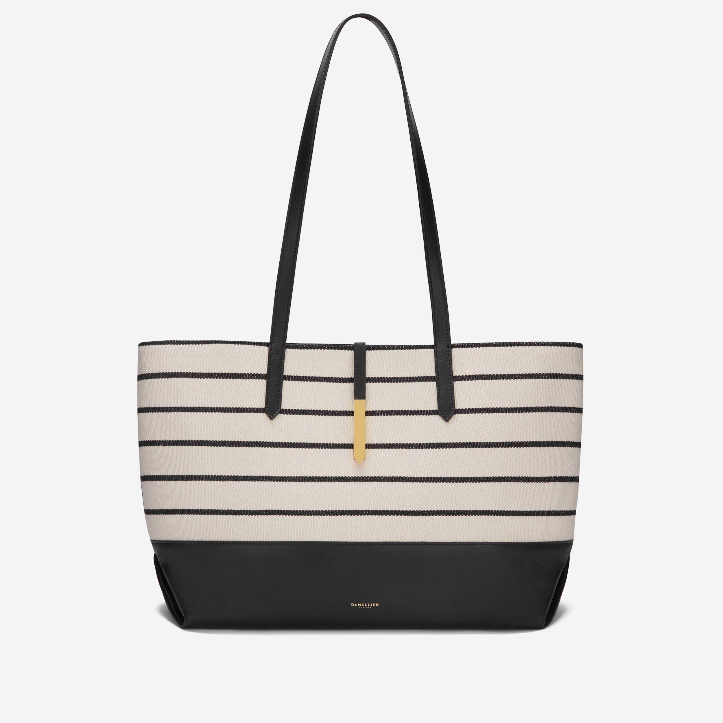 The Tokyo Tote | Black Striped Ecru Canvas | DeMellier