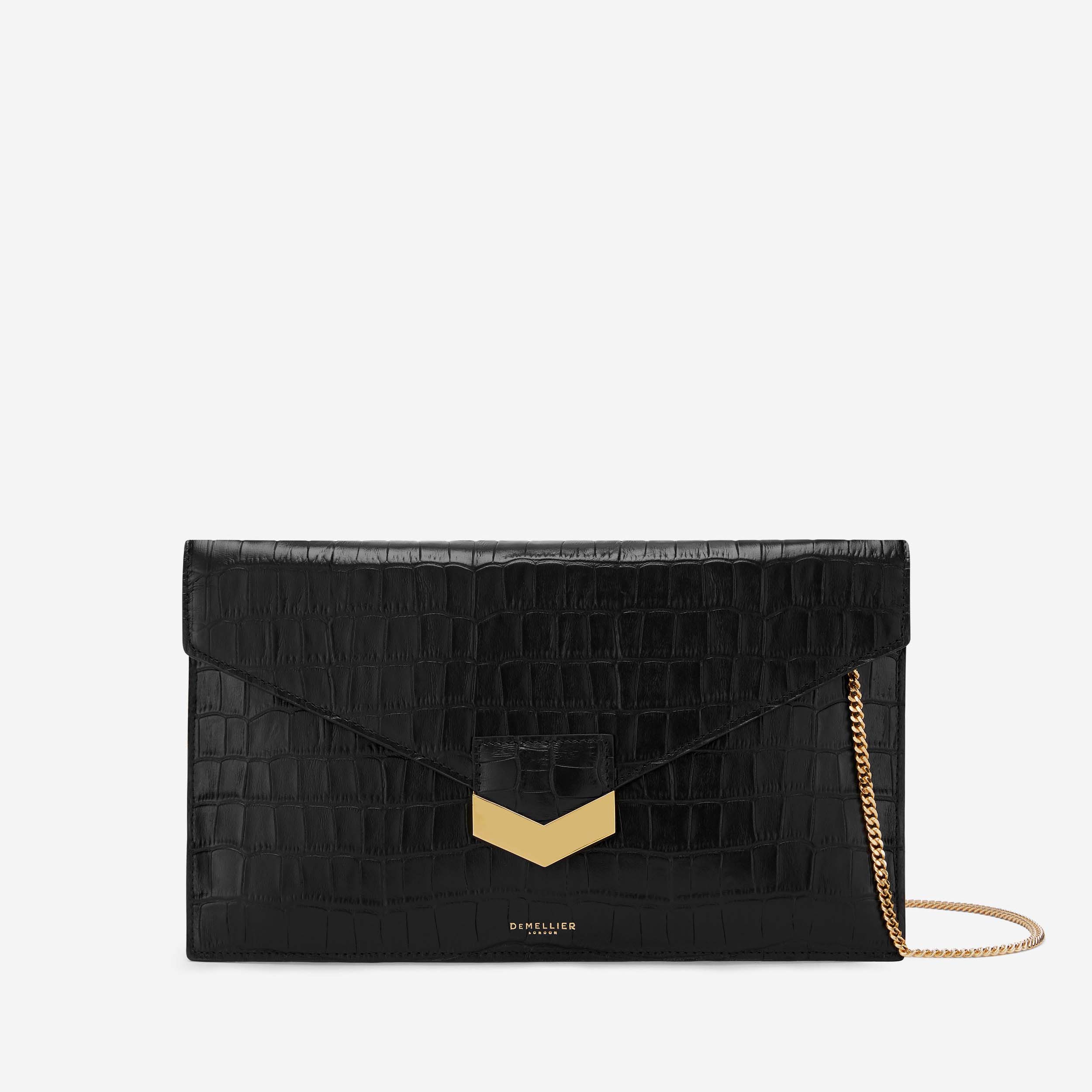 DeMellier London crocodile-embossed Leather Clutch Bag - Farfetch