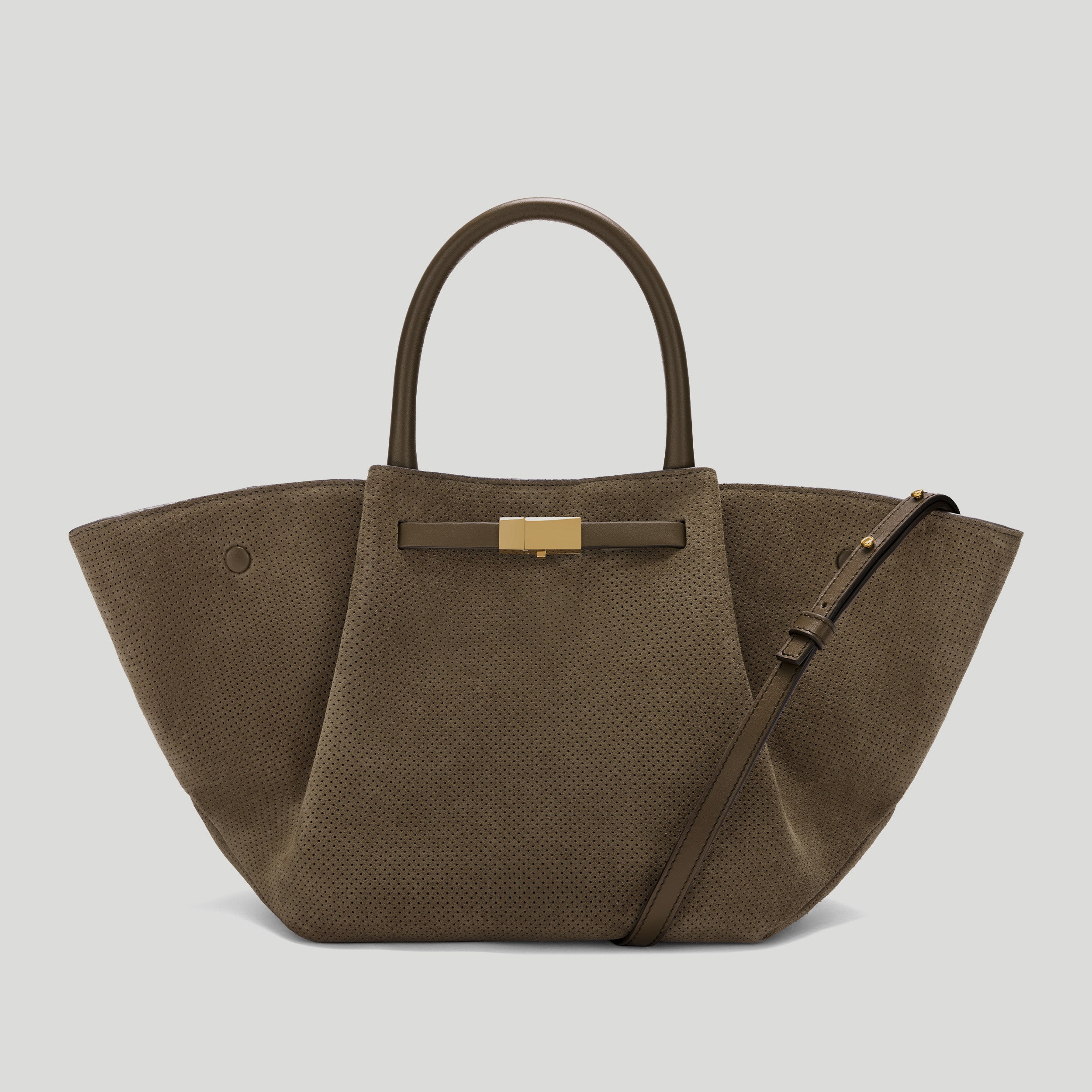 The Midi New York | Deep Khaki Perforated Suede | DeMellier The Midi New York | Deep Khaki Perforated Suede | DeMellier