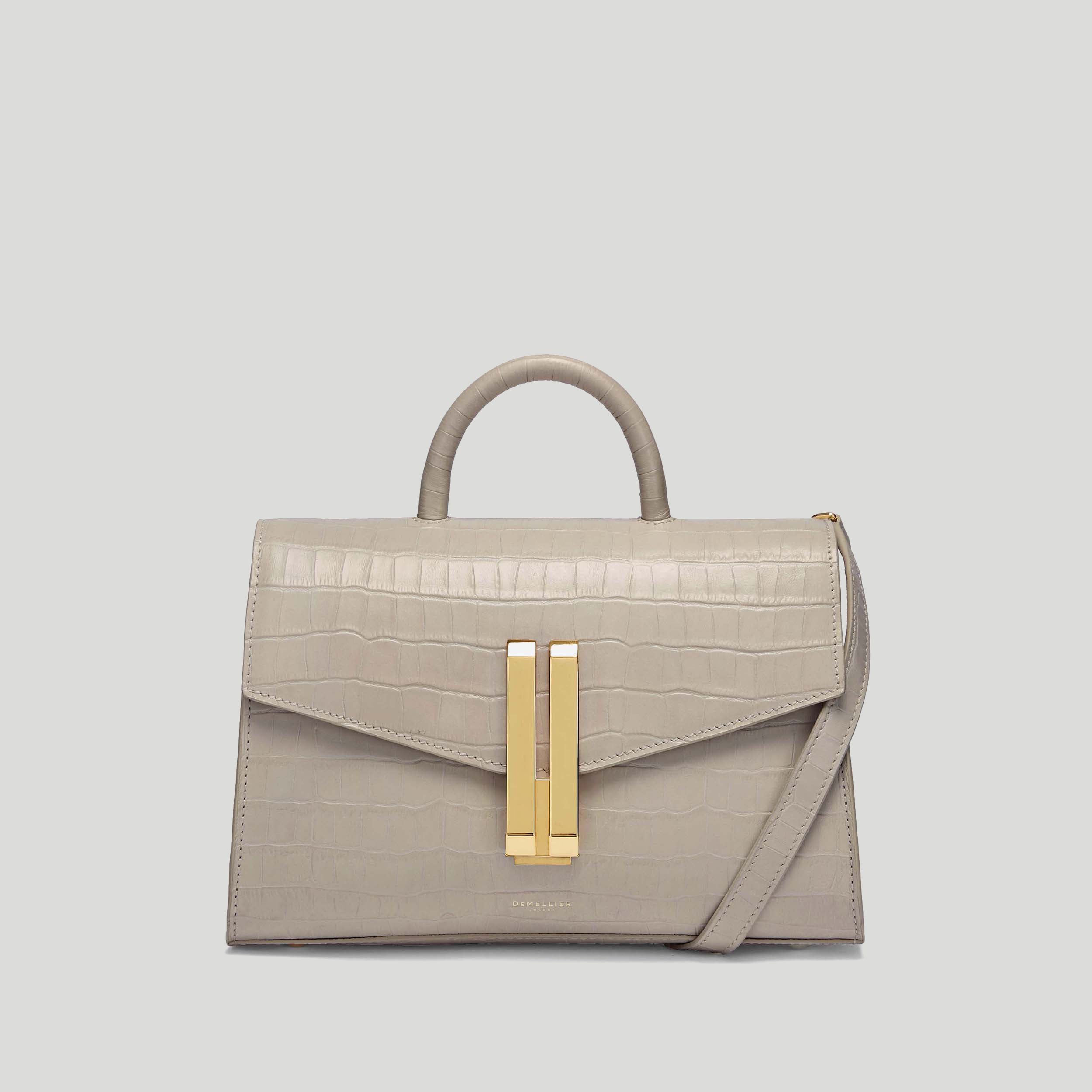 The Midi Montreal | Taupe Croc-Effect | DeMellier