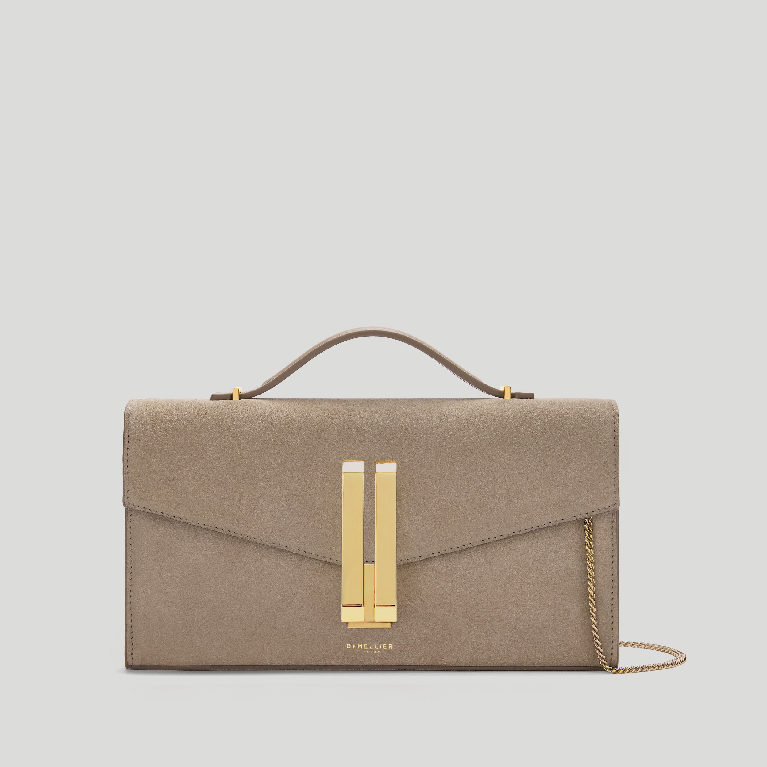 新品・未使用 VERTEX SPEEED 刺繍 革 シルバー＆ゴールド The Vancouver Clutch | Light Taupe Suede | DeMellier