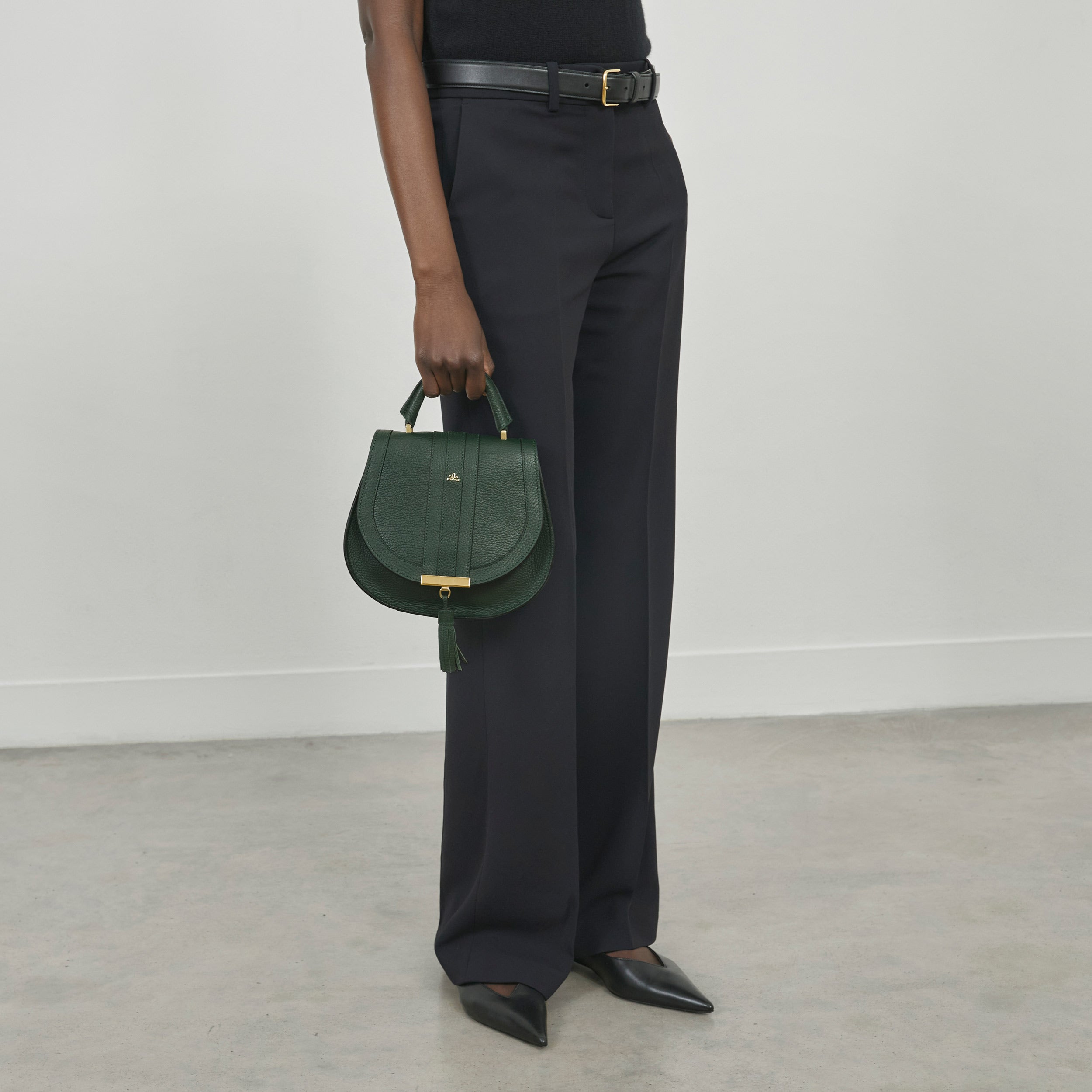 Dylan Leather Double Zip Cross Body Bag in Forest Green | The Horse