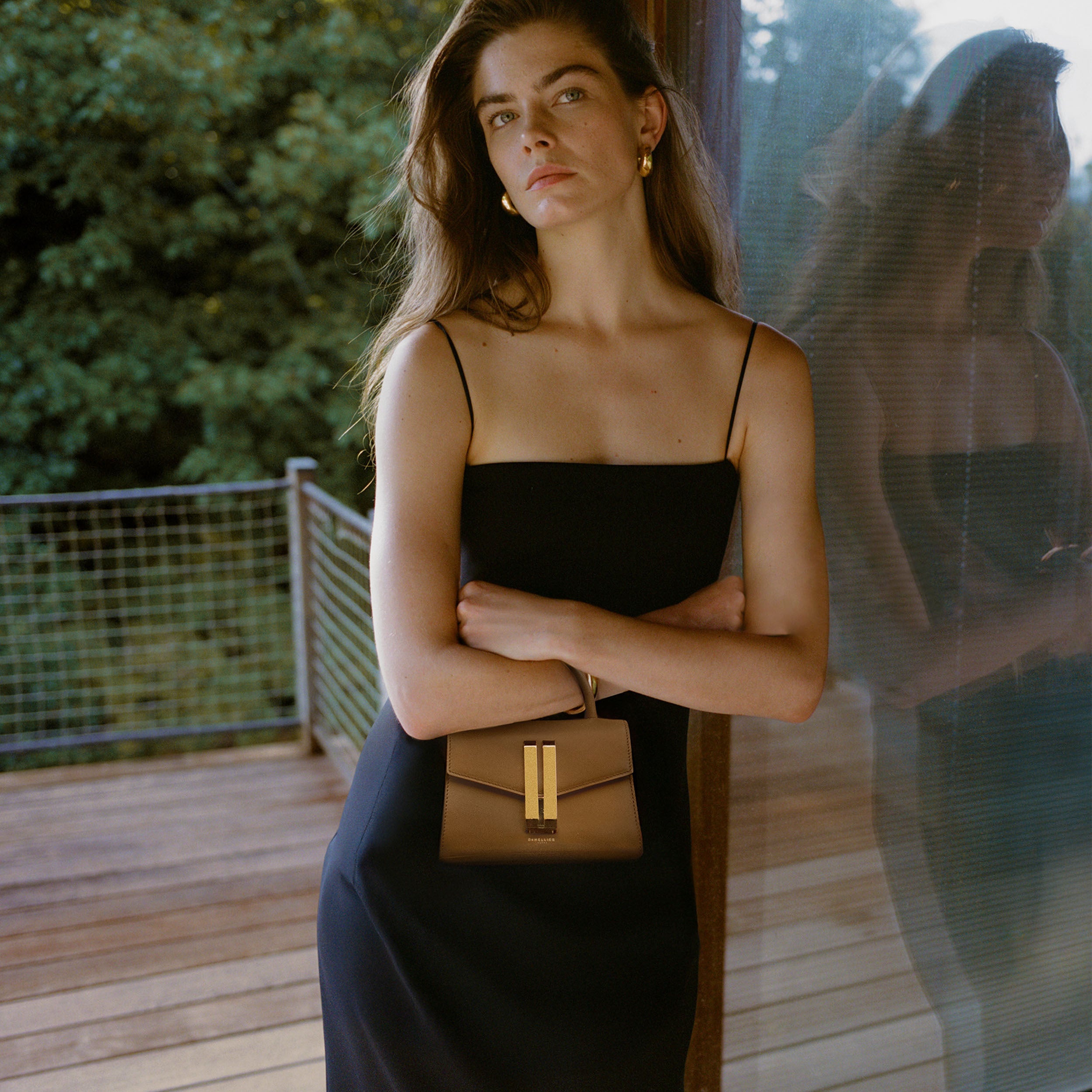 DeMellier Montreal deep toffee tan smooth leather bag