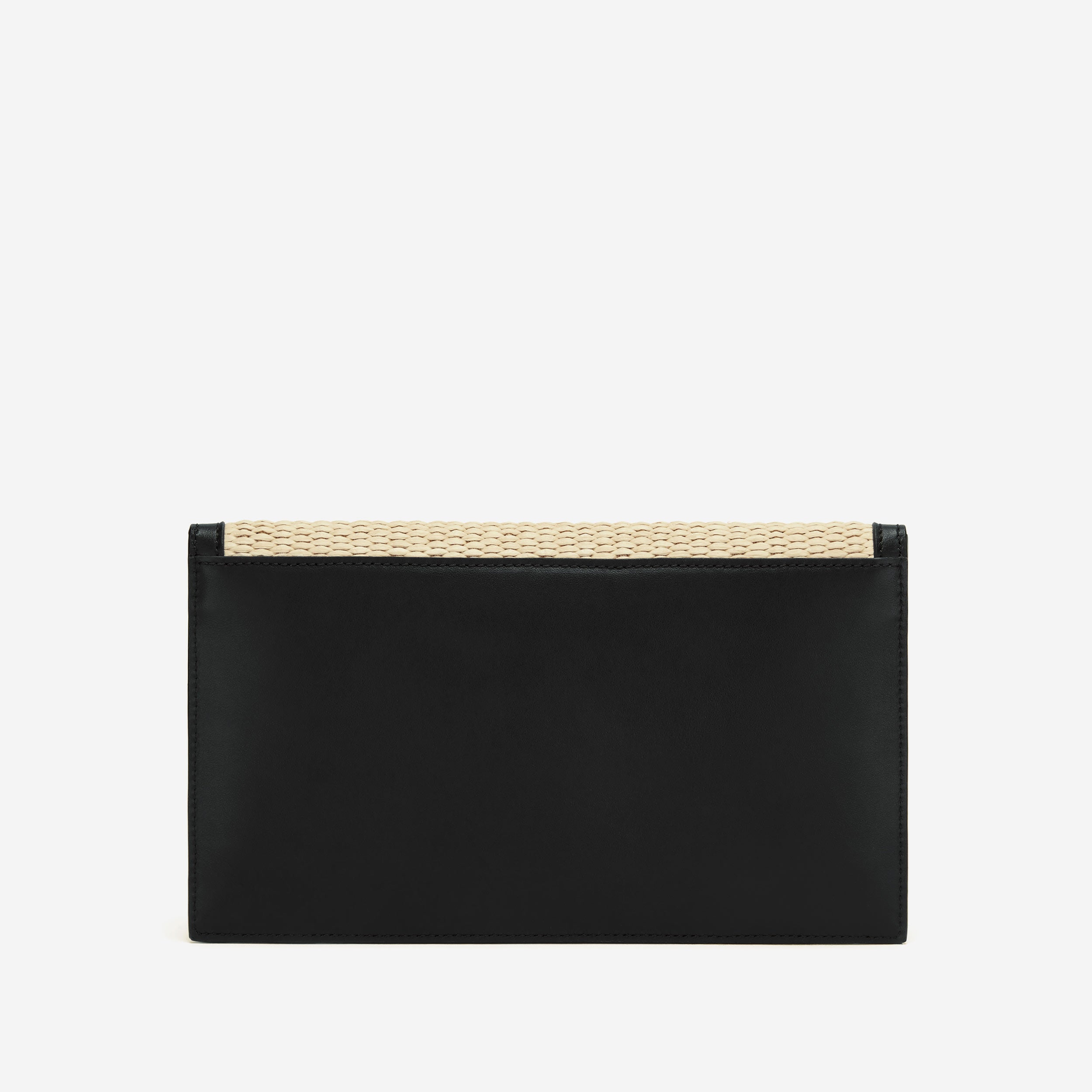 バッグ DEMELLIER LONDON ShearlingSmooth Clutch The London Clutch | Natural Raffia Black Smooth | DeMellier