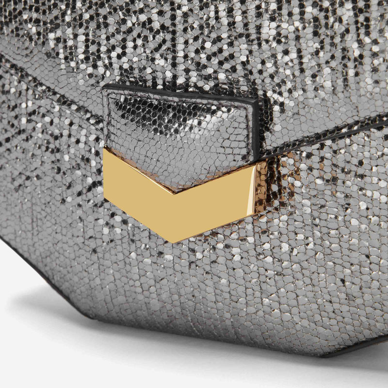 Demellier | The Mini London in Silver Metallic | Leather Shoulder Bag