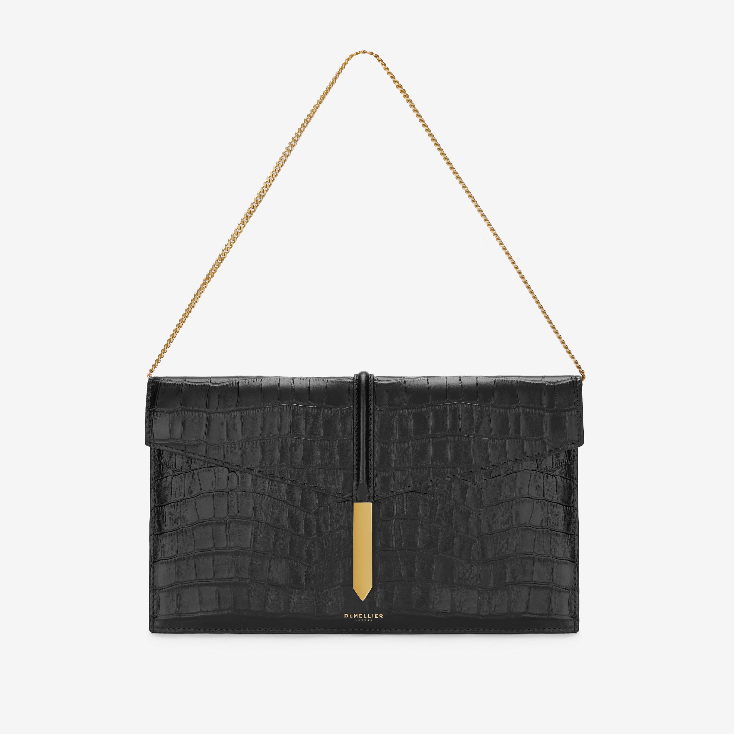 Black crocodile clutch bag hotsell