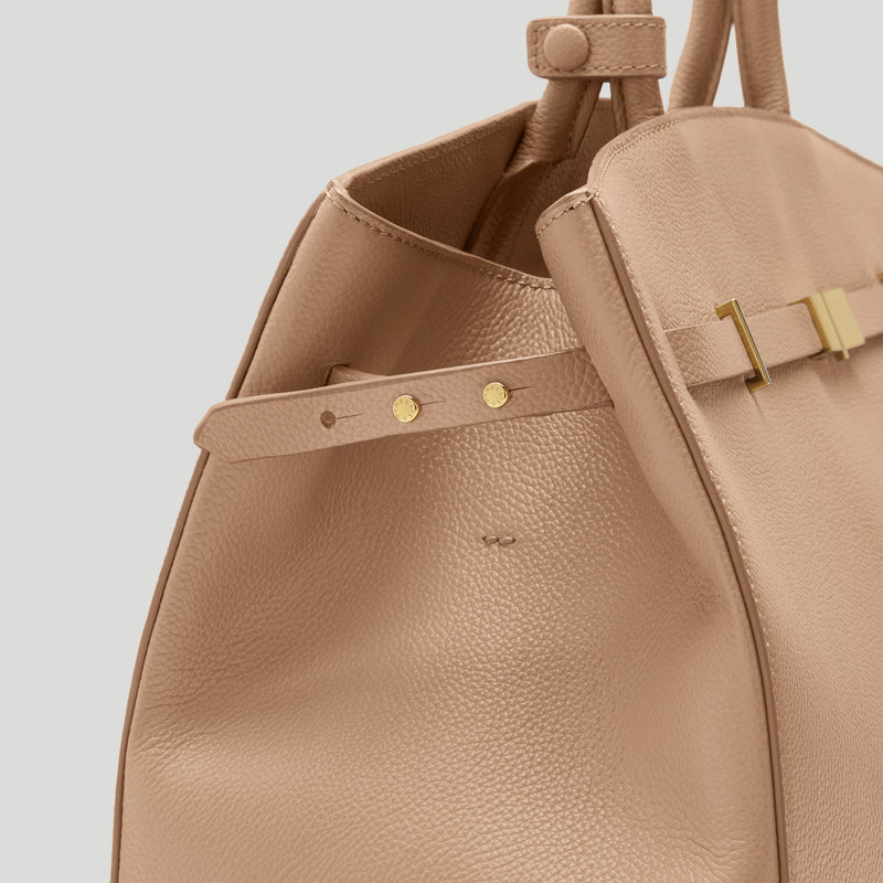 addison small pebbled leather backpack The Hudson | Dark Sand Small Grain