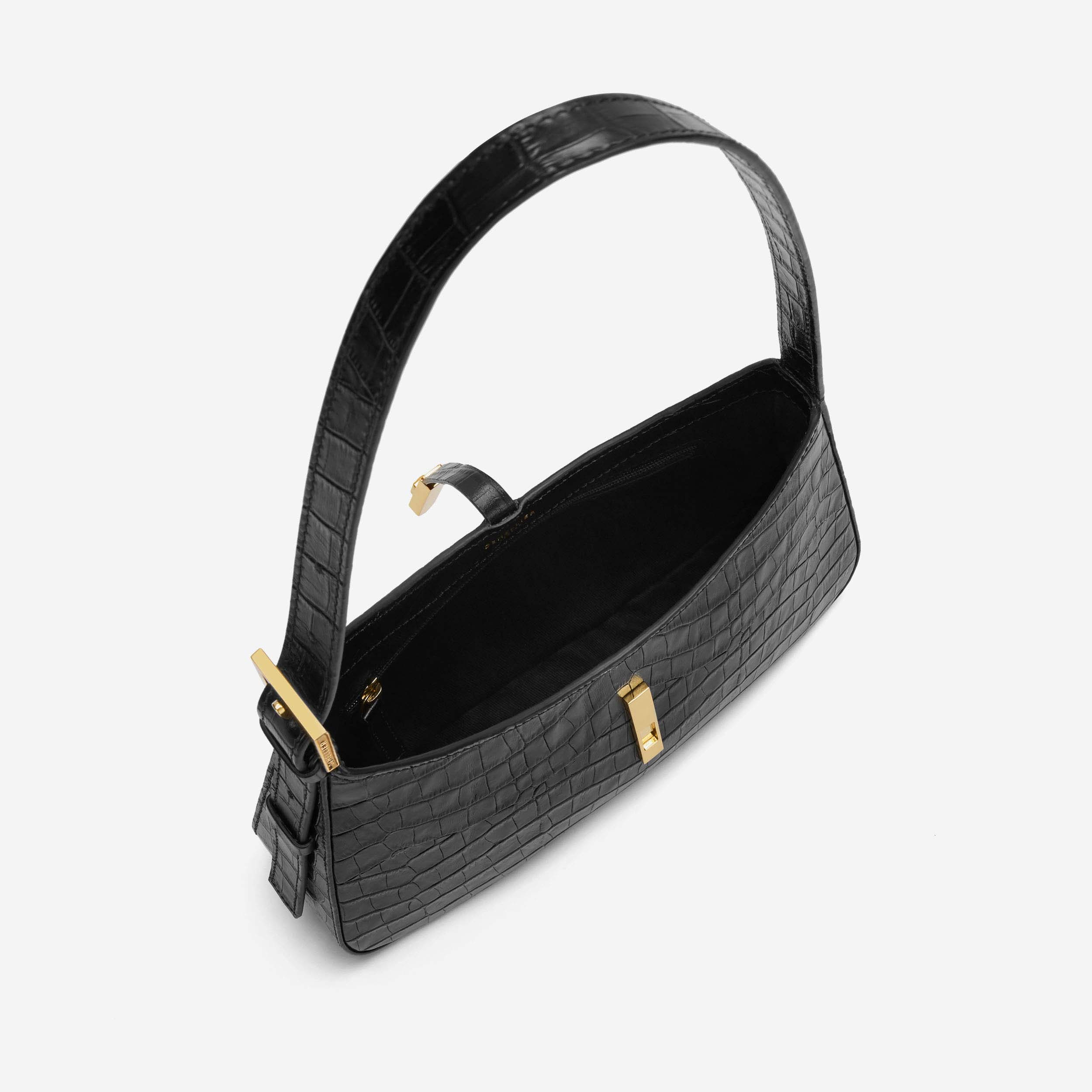 Black crocodile hotsell shoulder bag