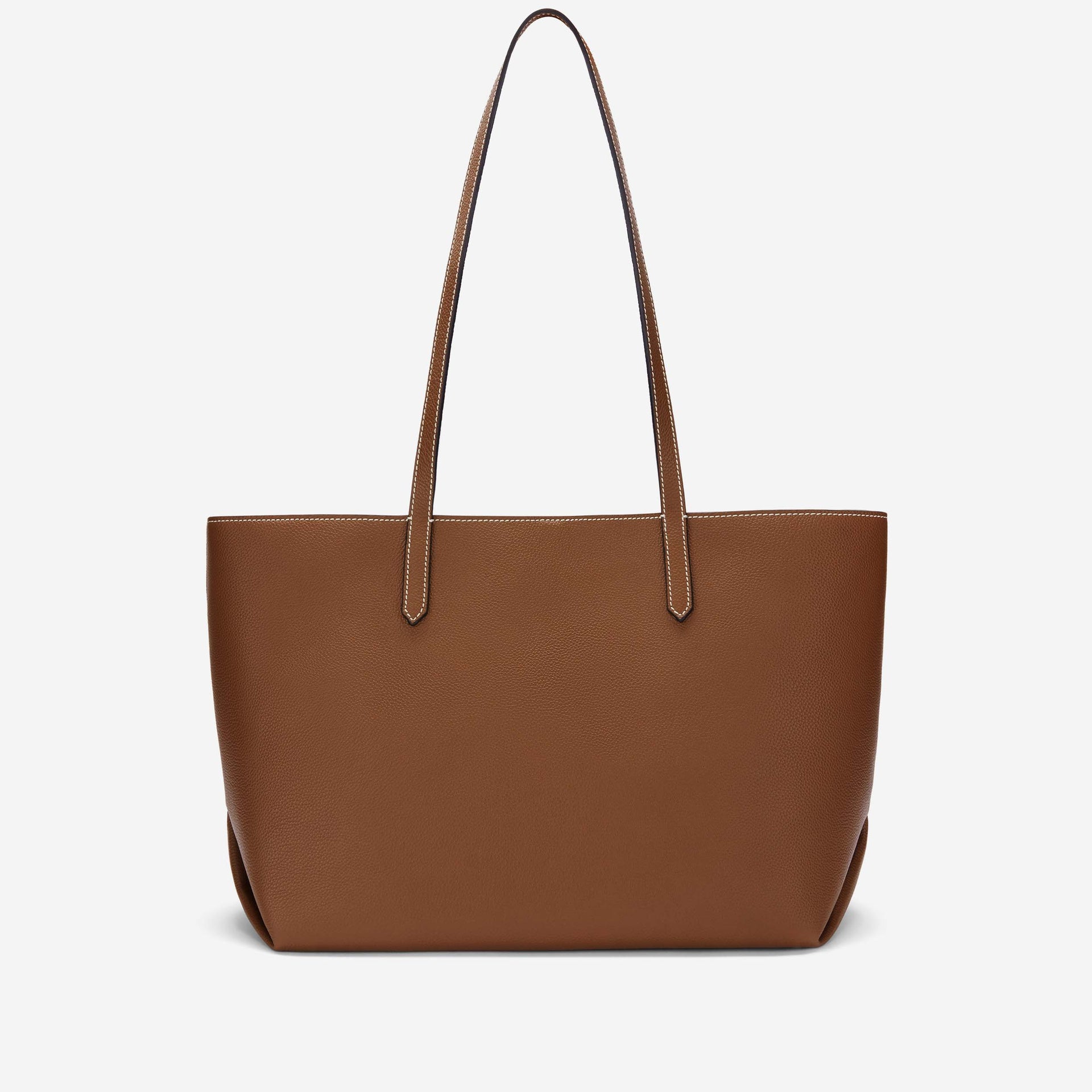 The Tokyo Tote | Tan Small Grain Ecru Stitching | DeMellier