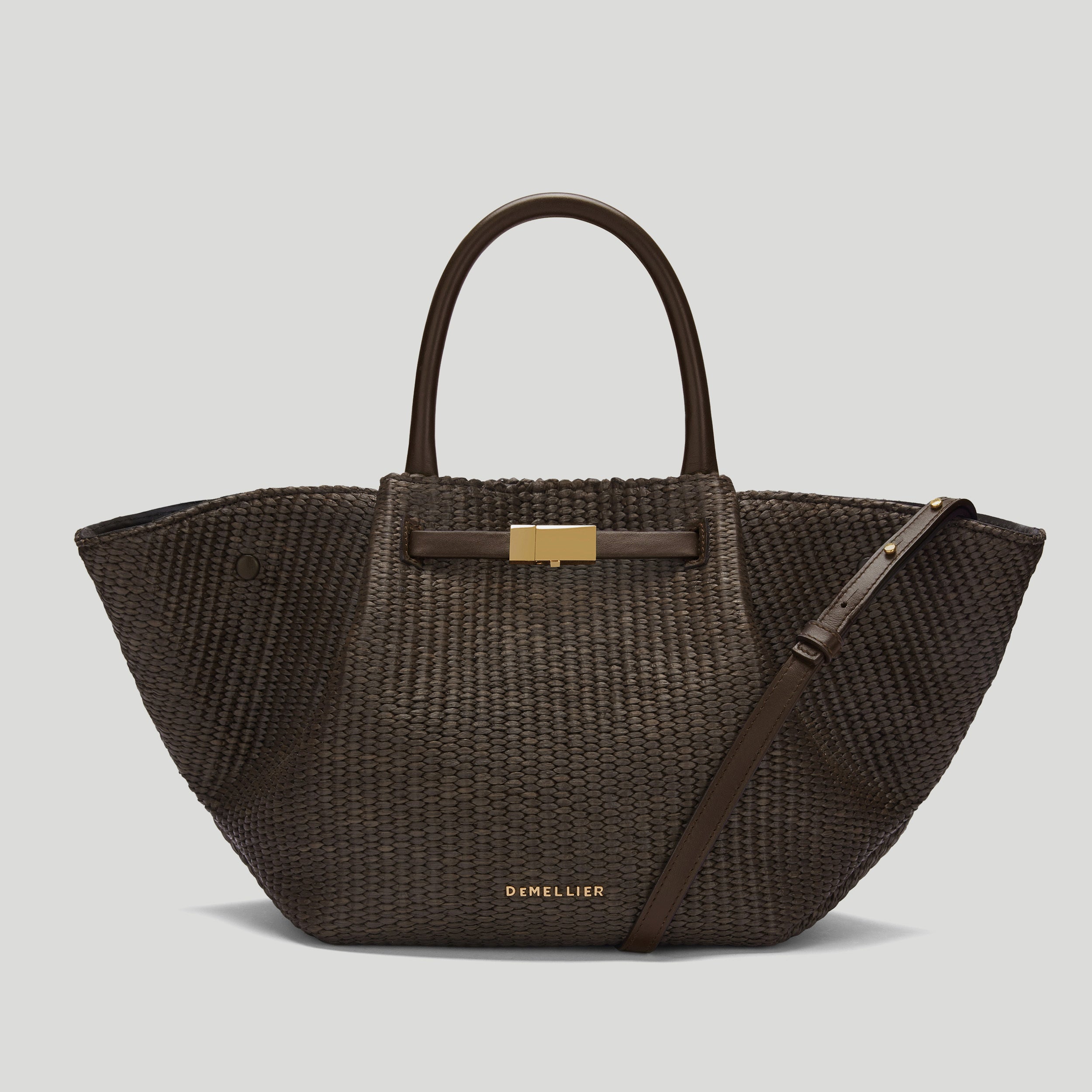 Midi York Espresso raffia & espresso smooth