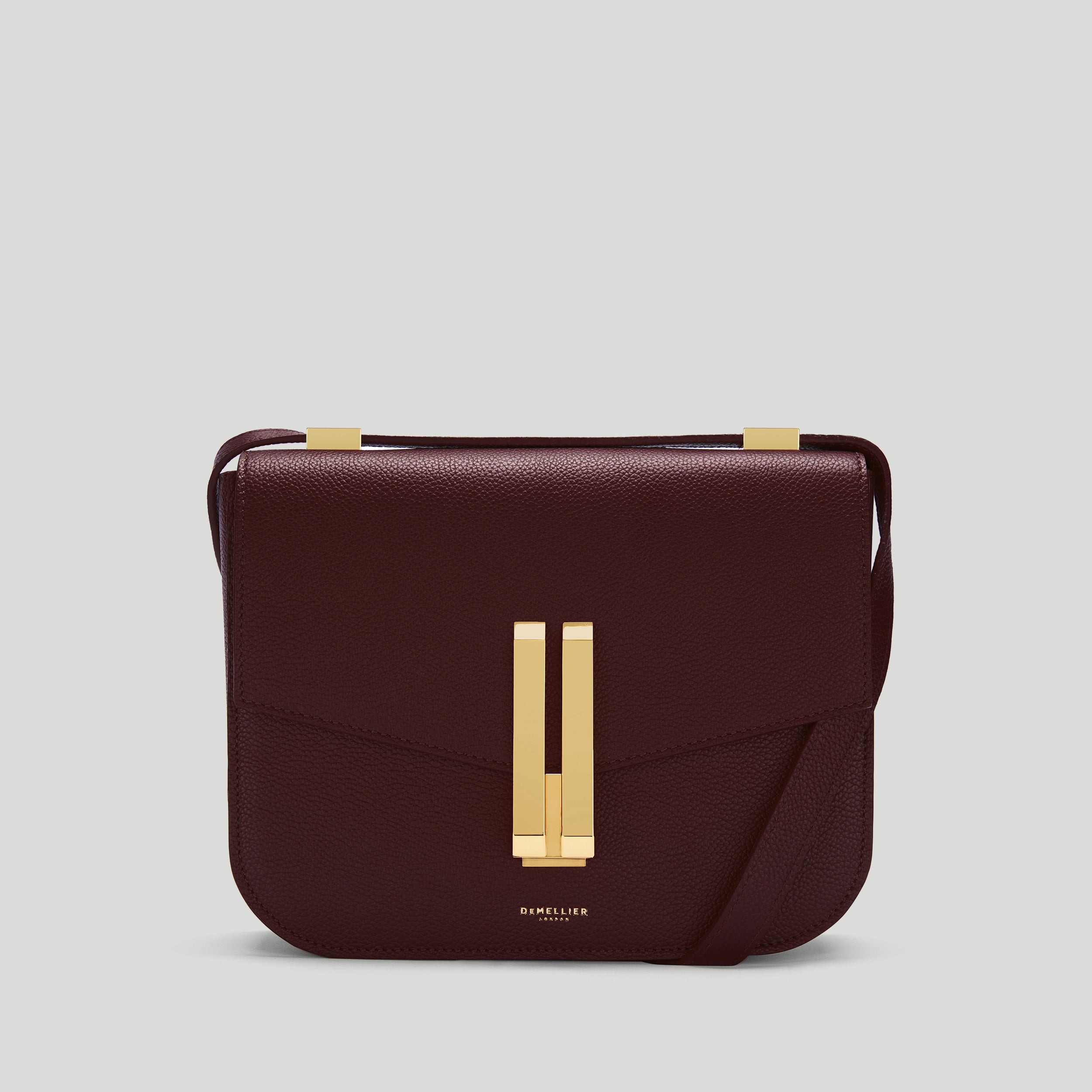 DeMellier The Vancouver structured burgundy leather bag with arrow double-bar lock