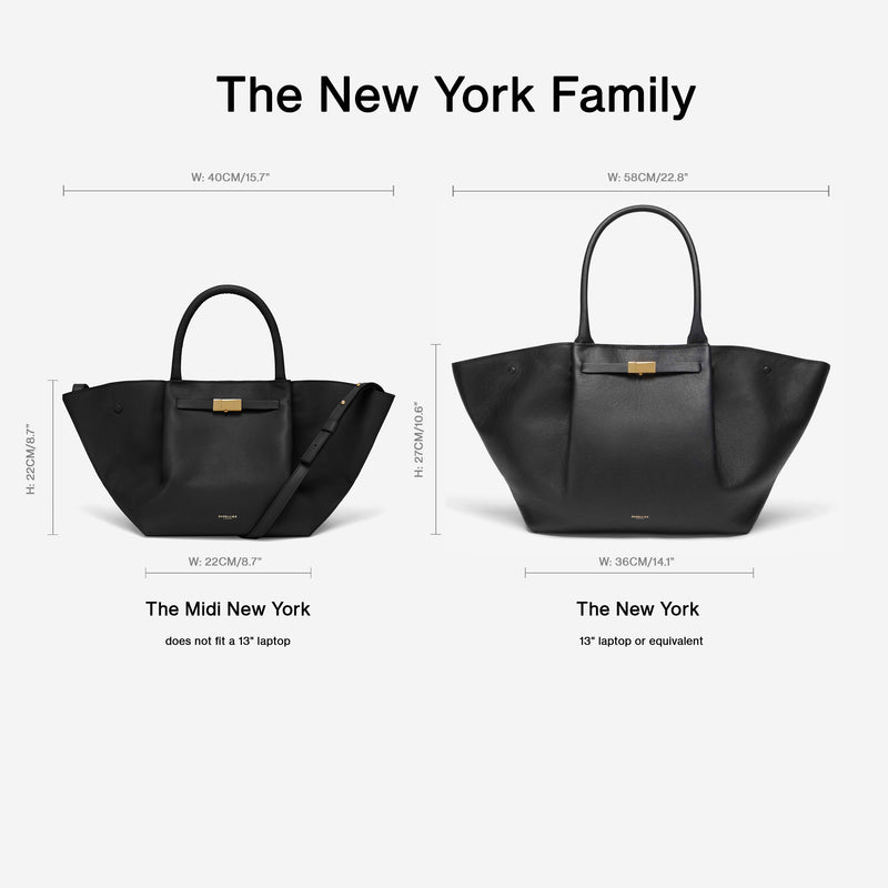 DEMELLIER Midi New York Buckle Leather Tote Bag for Women