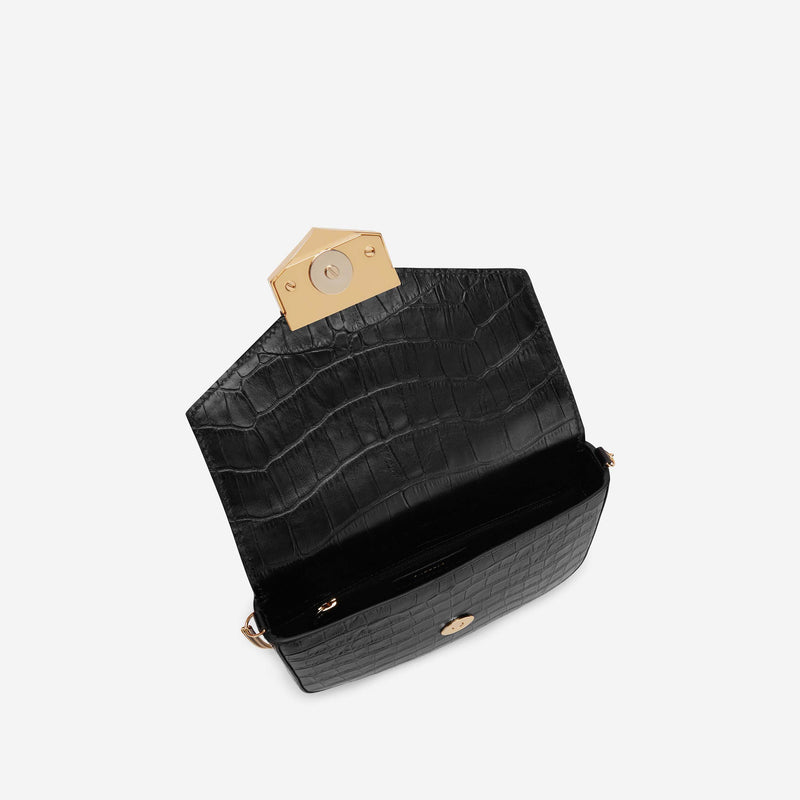 Croc Textured Handbag with Mini Wallet