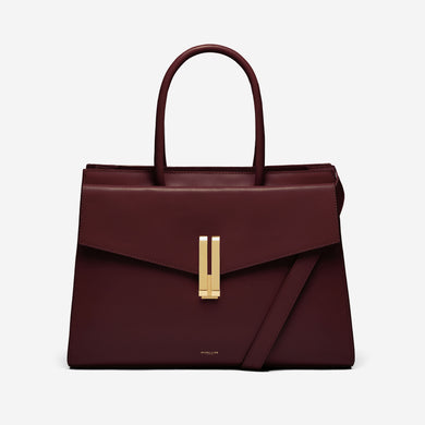 Demellier | The Maxi Montreal Long Handles in Burgundy Smooth | Leather Tote & Work Bag