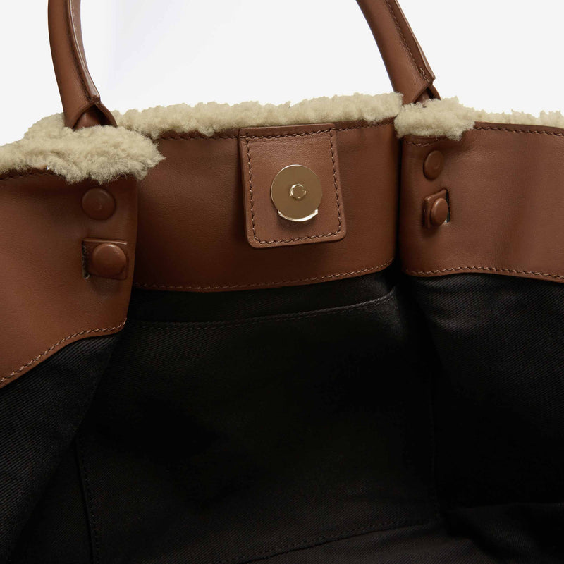Demellier - New York Small Leather & Shearling Cross-body Bag - Womens - Beige Tan