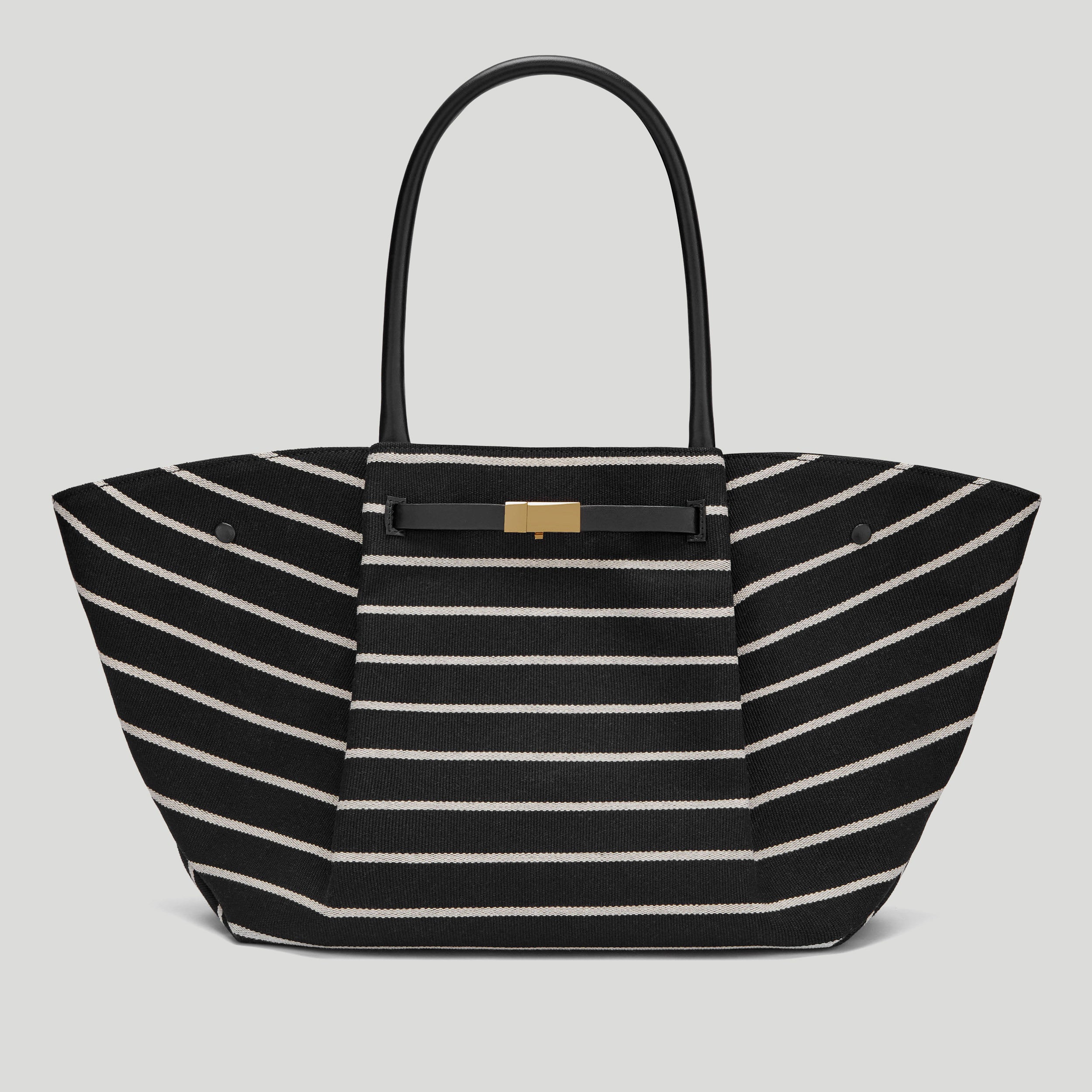 The New York | Ecru Striped Black Canvas | DeMellier