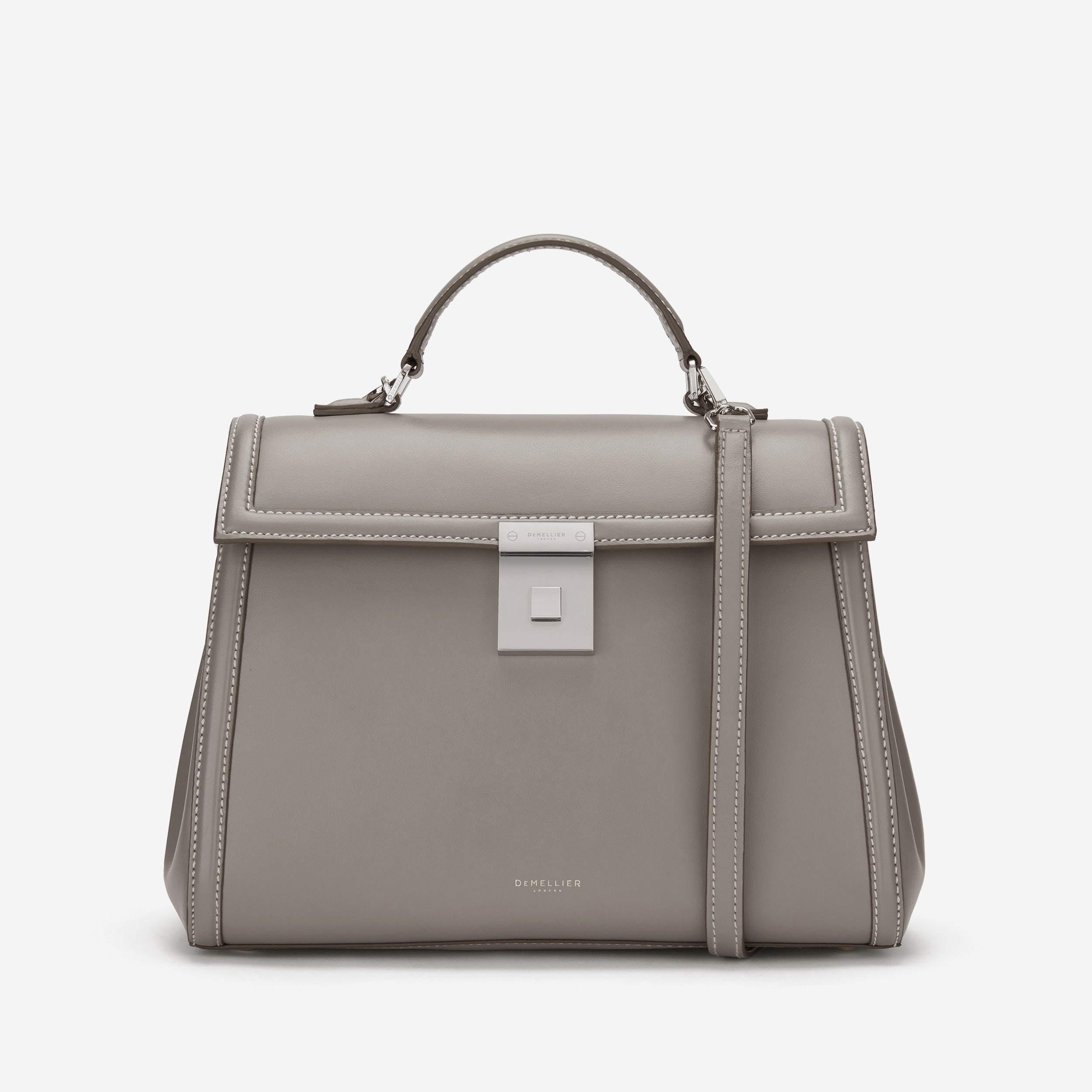 Grey leather handbag on sale