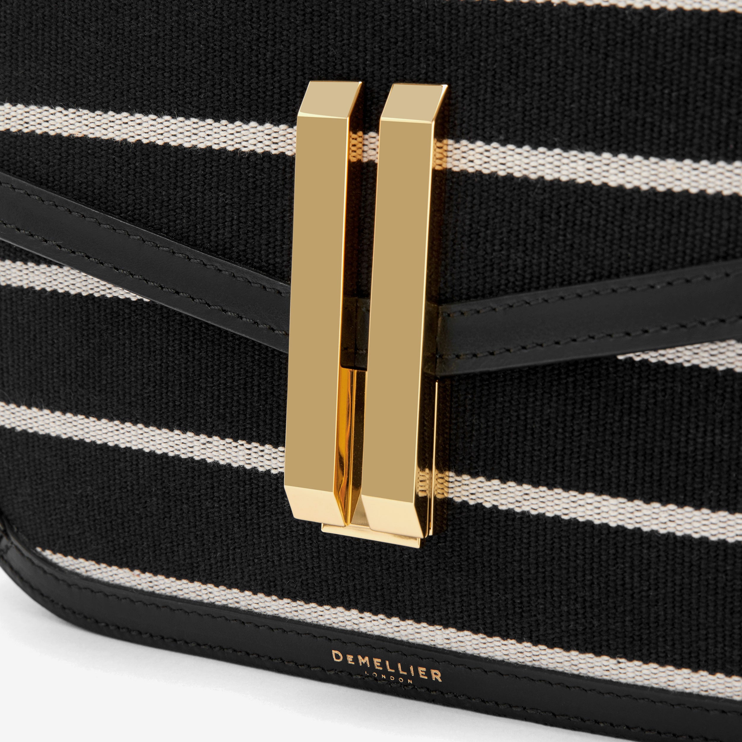 The Vancouver Ecru Striped Black Canvas DeMellier