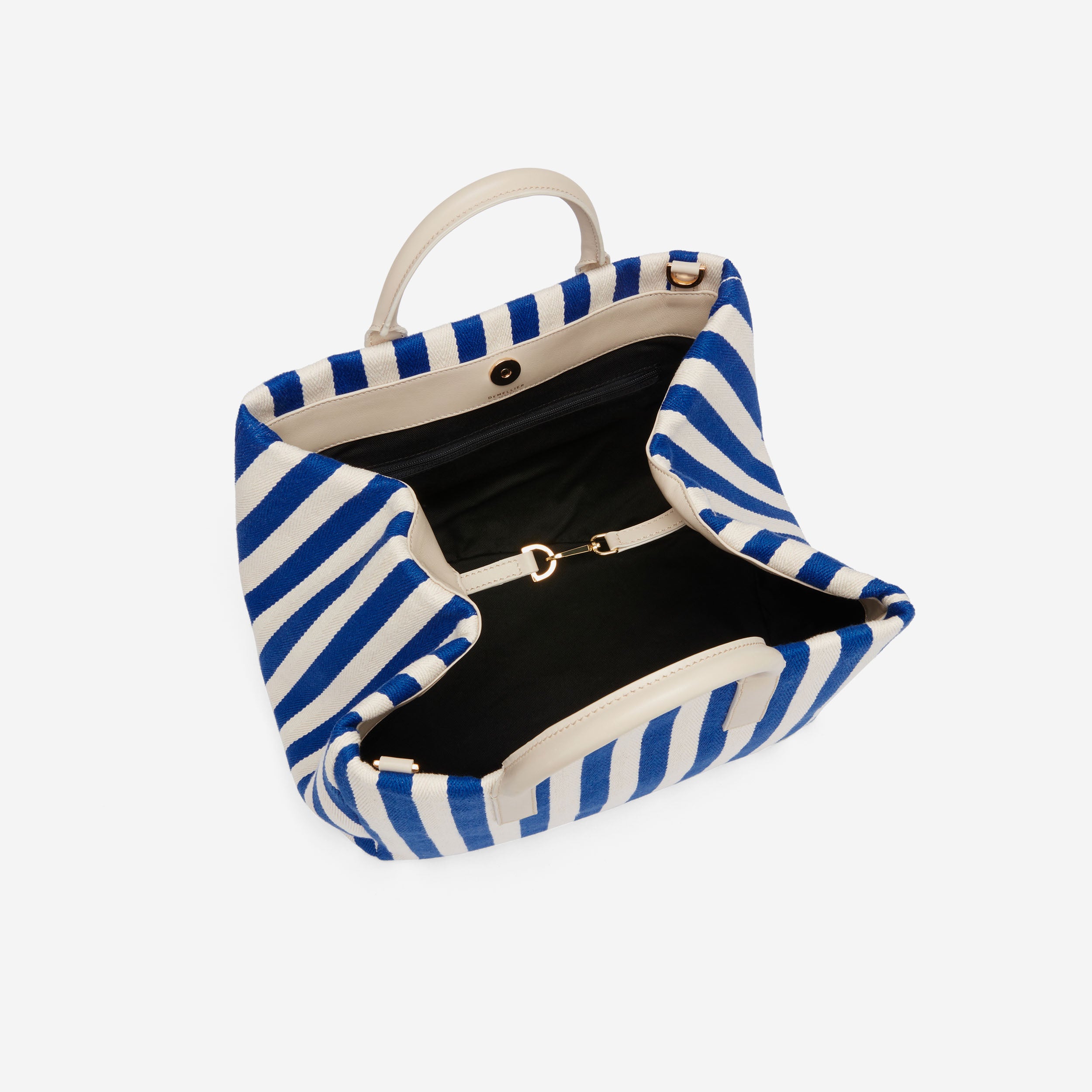 The Lisbon Tote | Cobalt Blue Striped Cotton Canvas & Off
