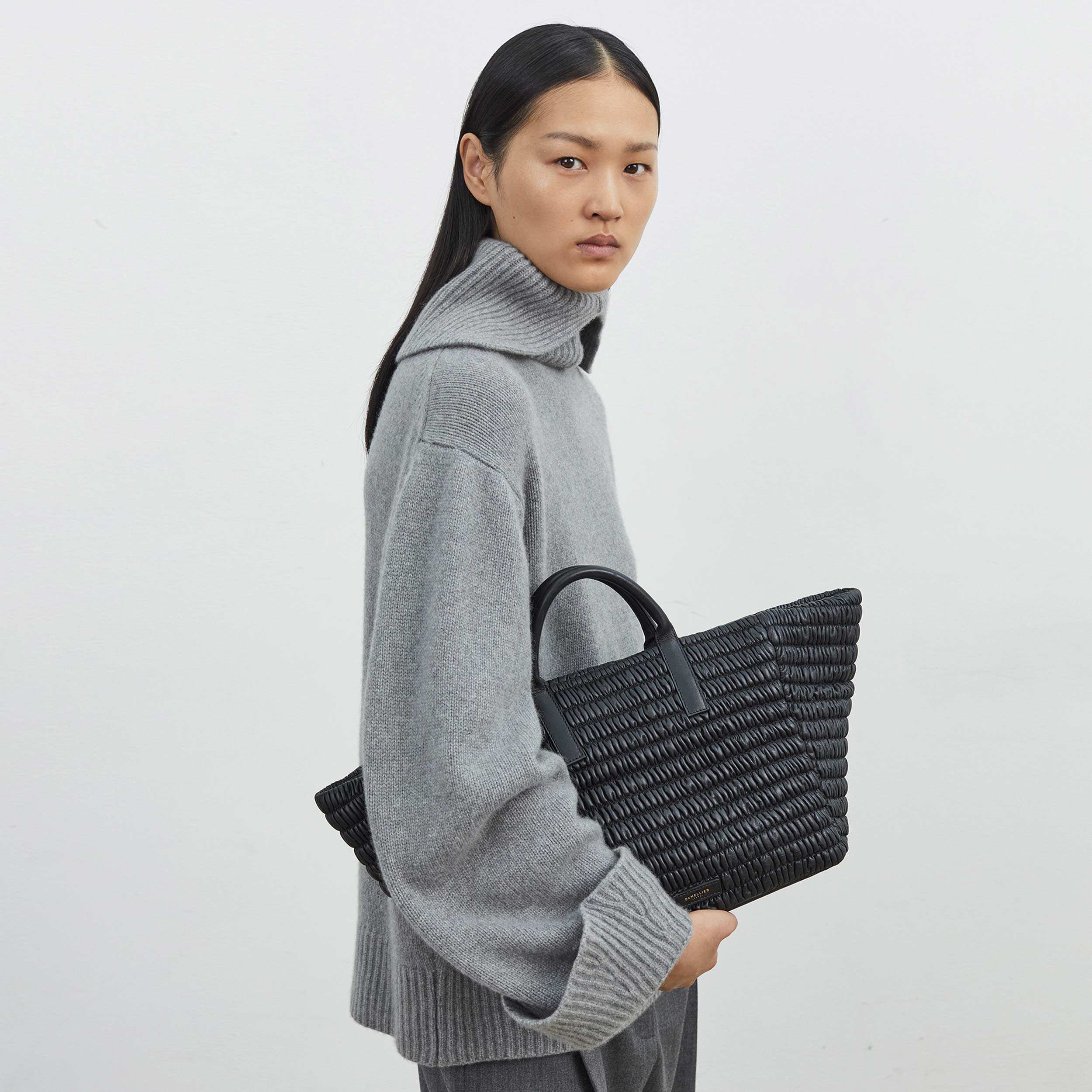The Lisbon Tote | Cobalt Blue Striped Cotton Canvas & Off
