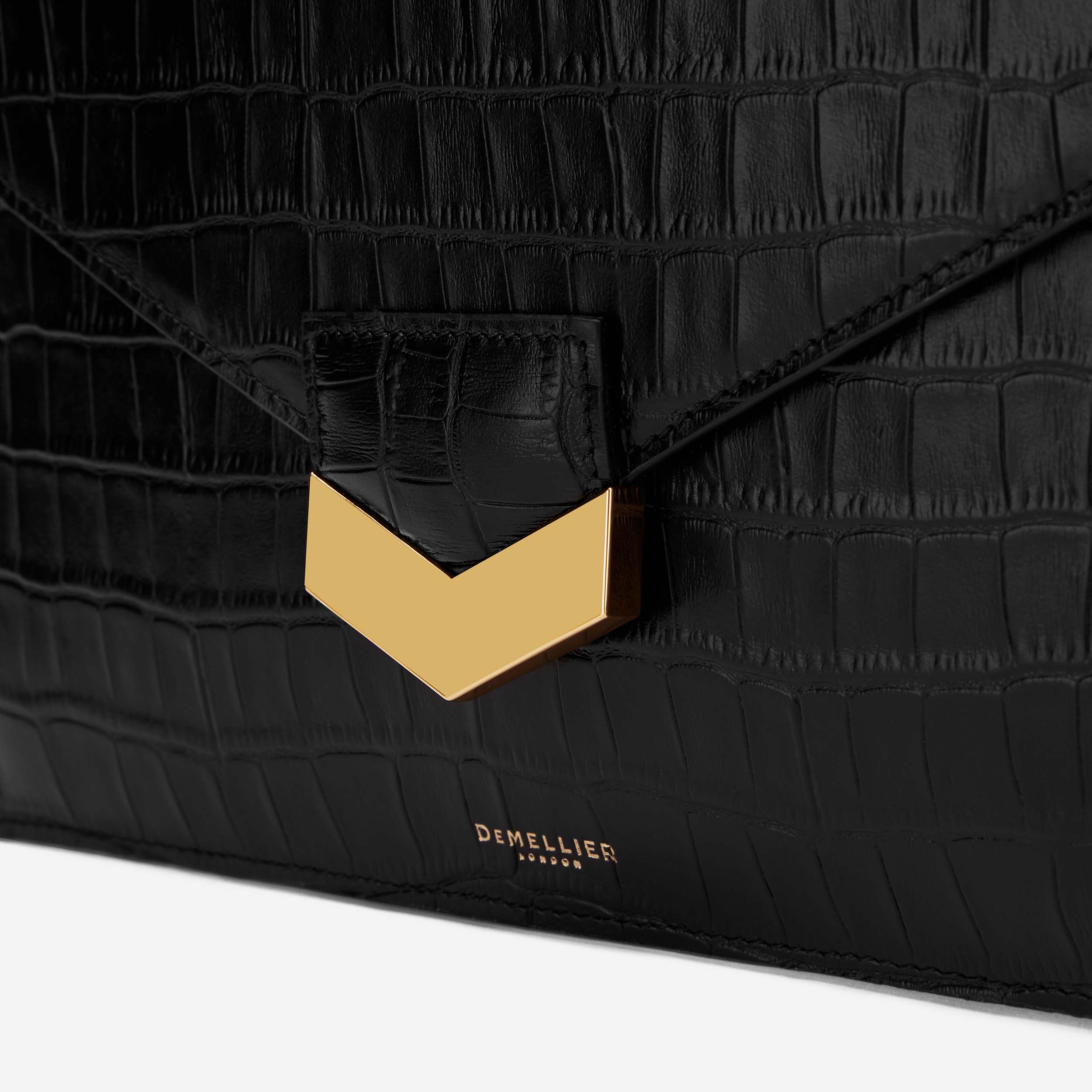 The London Clutch | Black Croc-Effect | DeMellier