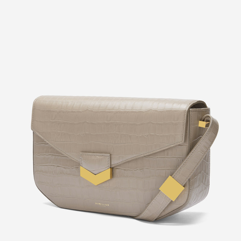 Yelloe Off White & Tan Solid Medium Sling Handbag