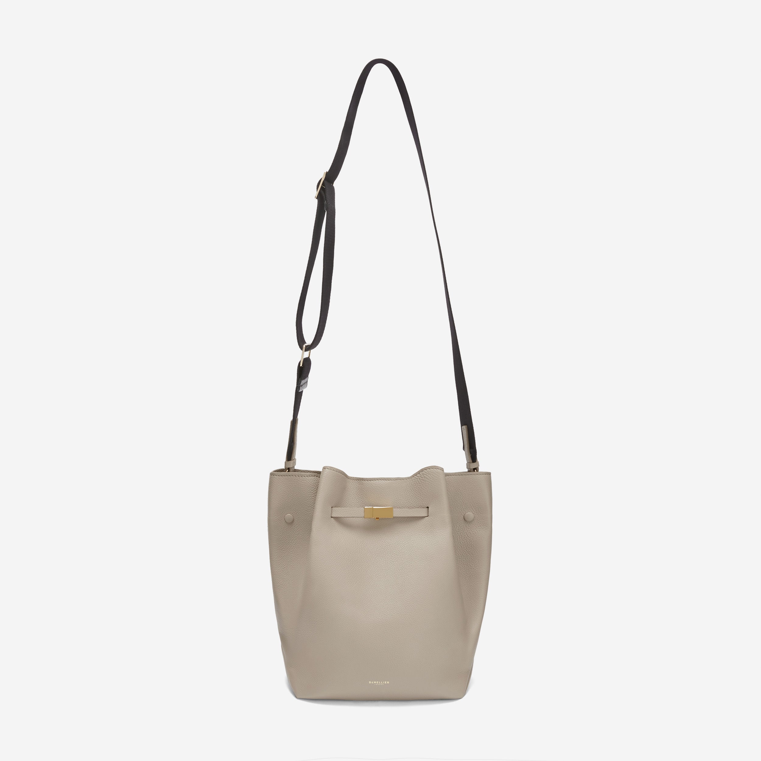 The New York Large Bucket Taupe Small Grain DeMellier