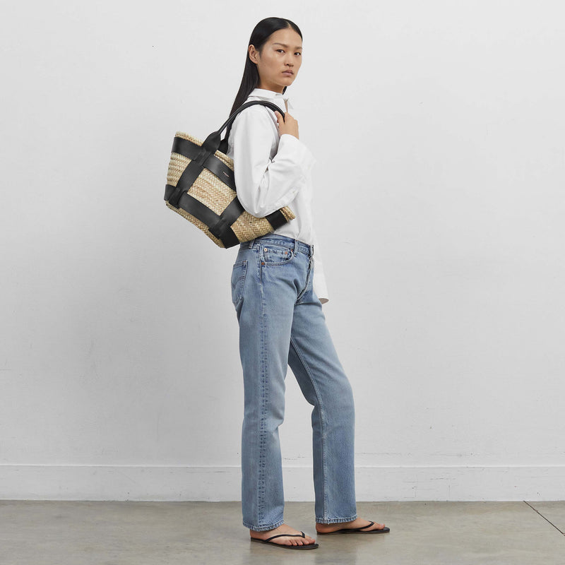 The Santorini | Natural Basket Black Smooth | DeMellier