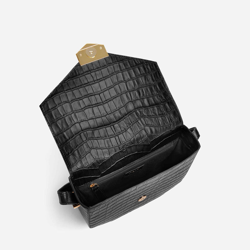 Demellier | The London in Off-White Croc-effect | Leather Crossbody Bag