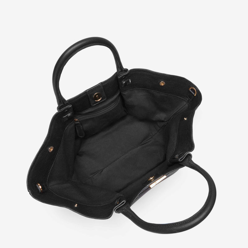 DeMellier The Midi New York Leather Tote Bag in Black