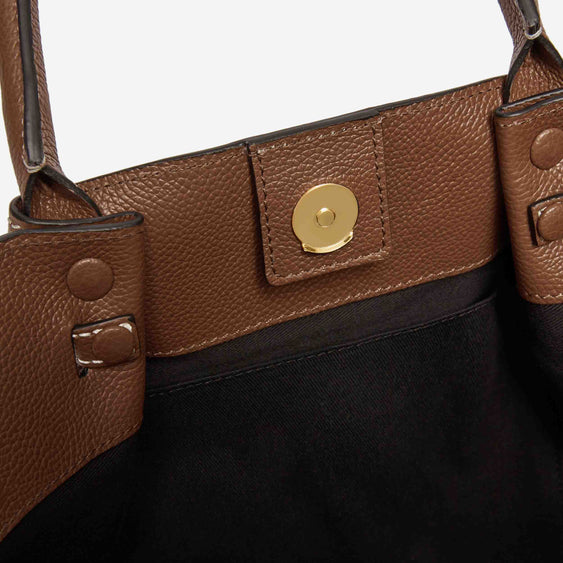 The Midi New York | Tan Small Grain Ecru Stitching | DeMellier