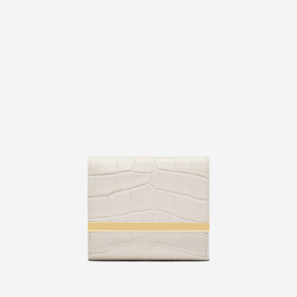 Demellier | The Mini Marais in Off-White Croc-effect | Leather Wallet