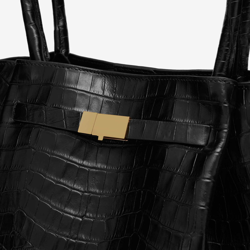 Black leather tote bag - Black