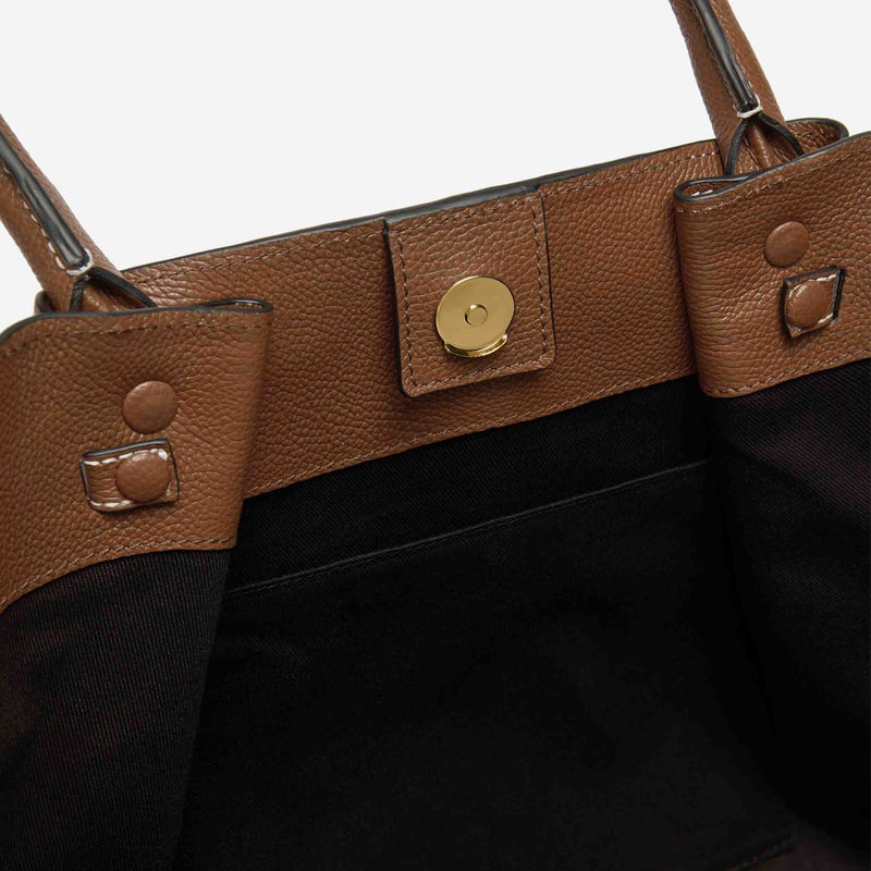 The New York | Tan Small Grain Ecru Stitching | DeMellier