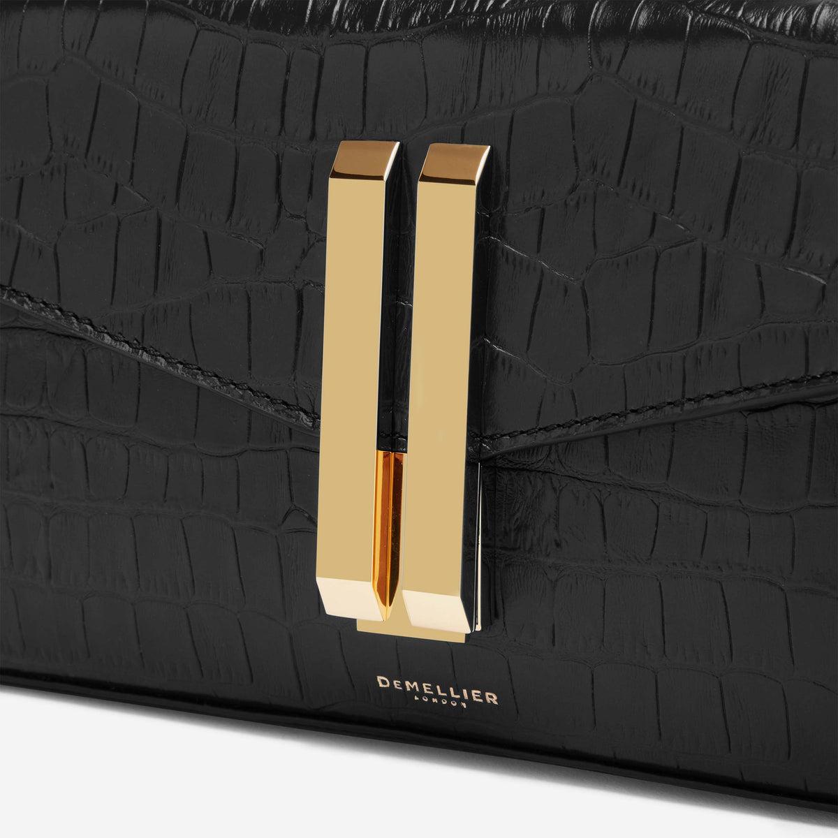 The Vancouver Clutch Black CrocEffect DeMellier